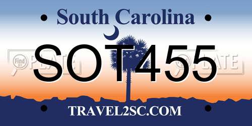 SOT455 South Carolina License Plate