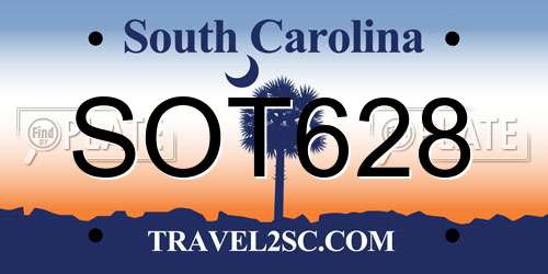 SOT628 South Carolina License Plate