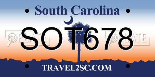 SOT678 South Carolina License Plate