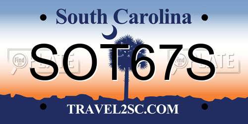 SOT67S South Carolina License Plate