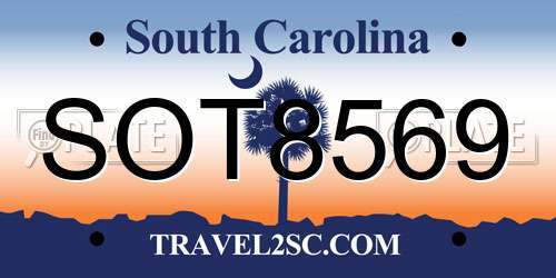SOT8569 South Carolina License Plate