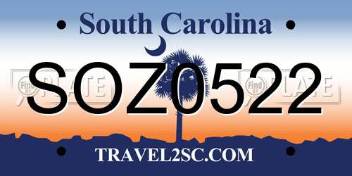 SOZ0522 South Carolina License Plate