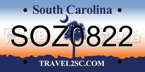 SOZ0822 South Carolina License Plate