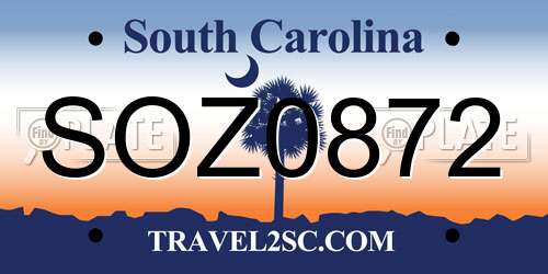 SOZ0872 South Carolina License Plate