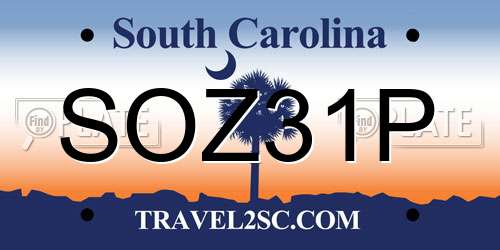 SOZ31P South Carolina License Plate