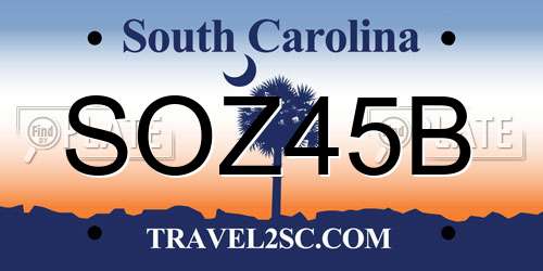SOZ45B South Carolina License Plate