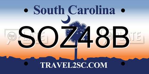 SOZ48B South Carolina License Plate