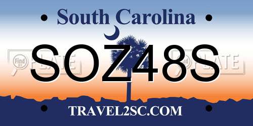 SOZ48S South Carolina License Plate