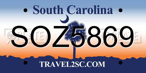 SOZ5869 South Carolina License Plate