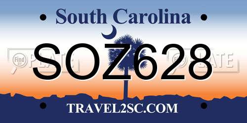 SOZ628 South Carolina License Plate
