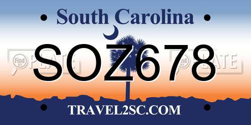 SOZ678 South Carolina License Plate