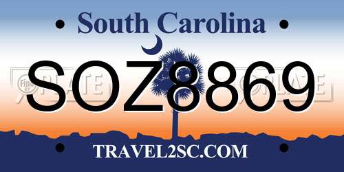 SOZ8869 South Carolina License Plate