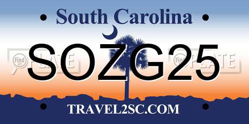 SOZG25 South Carolina License Plate