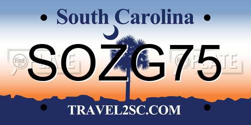 SOZG75 South Carolina License Plate