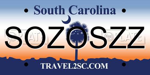 SOZOSZZ South Carolina License Plate