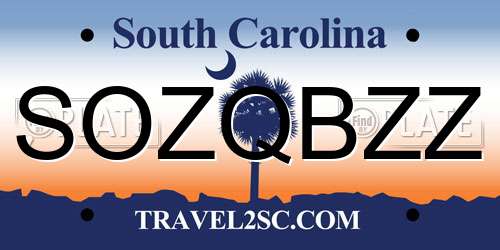 SOZQBZZ South Carolina License Plate