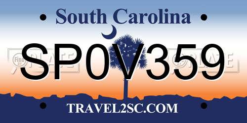 SP0V359 South Carolina License Plate