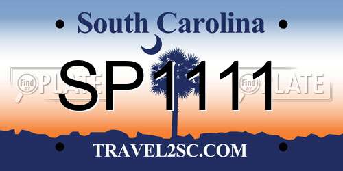 SP1111 South Carolina License Plate