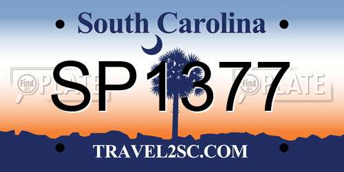 SP1377 South Carolina License Plate