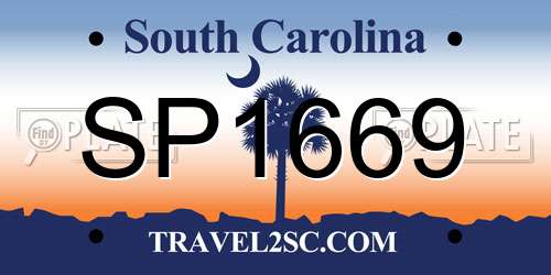 SP1669 South Carolina License Plate