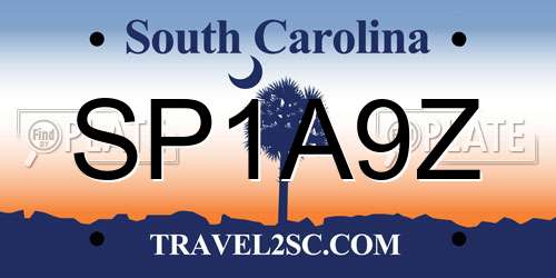 SP1A9Z South Carolina License Plate
