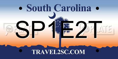 SP1E2T South Carolina License Plate