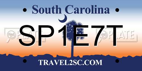 SP1E7T South Carolina License Plate