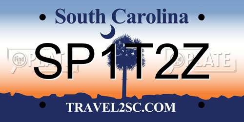 SP1T2Z South Carolina License Plate