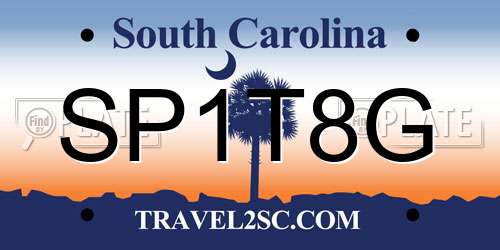 SP1T8G South Carolina License Plate