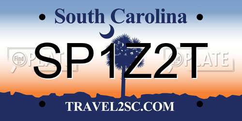 SP1Z2T South Carolina License Plate
