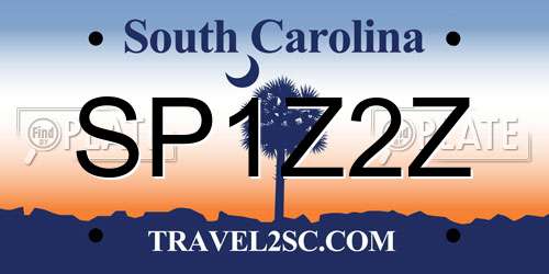 SP1Z2Z South Carolina License Plate