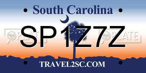 SP1Z7Z South Carolina License Plate