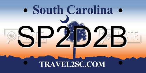SP2D2B South Carolina License Plate