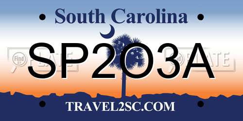 SP2O3A South Carolina License Plate