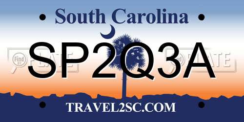 SP2Q3A South Carolina License Plate