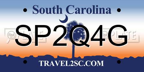 SP2Q4G South Carolina License Plate