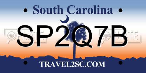 SP2Q7B South Carolina License Plate