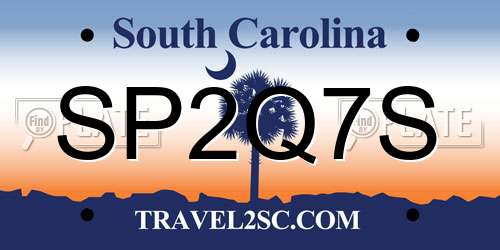 SP2Q7S South Carolina License Plate