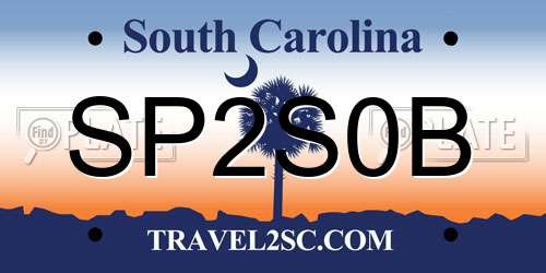SP2S0B South Carolina License Plate