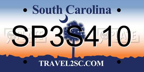 SP3S410 South Carolina License Plate
