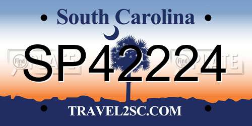 SP42224 South Carolina License Plate
