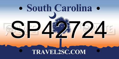 SP42724 South Carolina License Plate