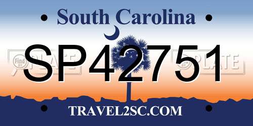 SP42751 South Carolina License Plate