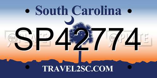 SP42774 South Carolina License Plate