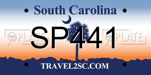 SP441 South Carolina License Plate