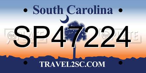 SP47224 South Carolina License Plate