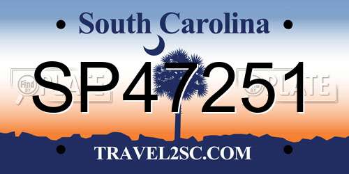 SP47251 South Carolina License Plate
