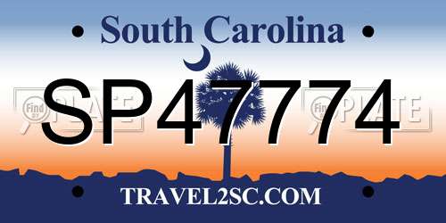 SP47774 South Carolina License Plate