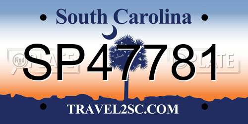 SP47781 South Carolina License Plate
