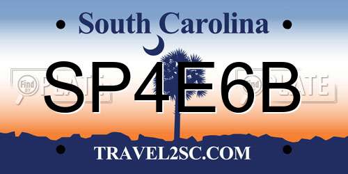 SP4E6B South Carolina License Plate